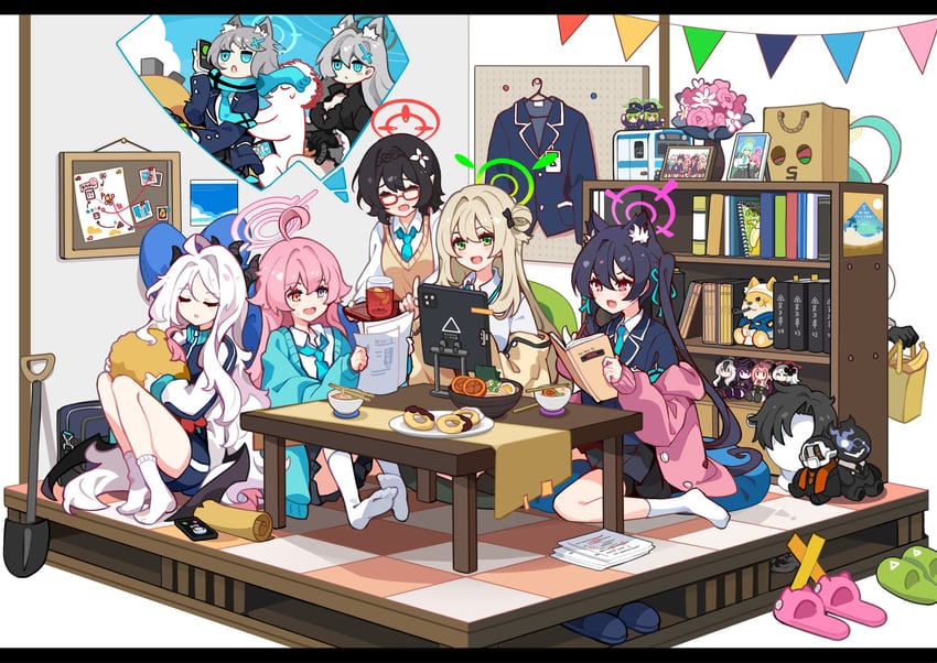 sensei, doodle sensei, hina, shiroko, hoshino, and 19 more (blue archive and 1 more) drawn by ideolo