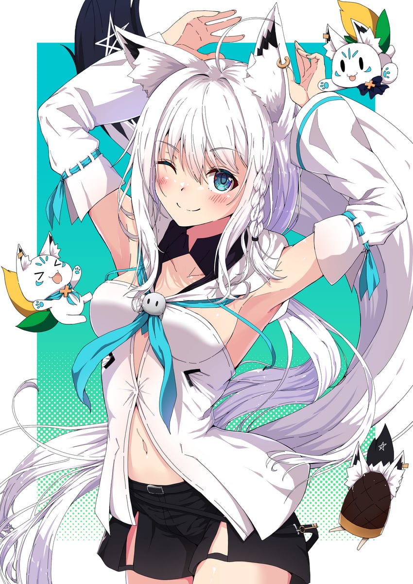 shirakami fubuki, sukonbu, and oruyanke (hololive) drawn by namikawa_kuroha