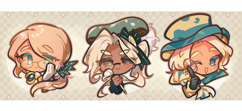 roguefort cookie, eclair cookie, and earl grey cookie (cookie run and 2 more) drawn by omoyu_(nakyu715)
