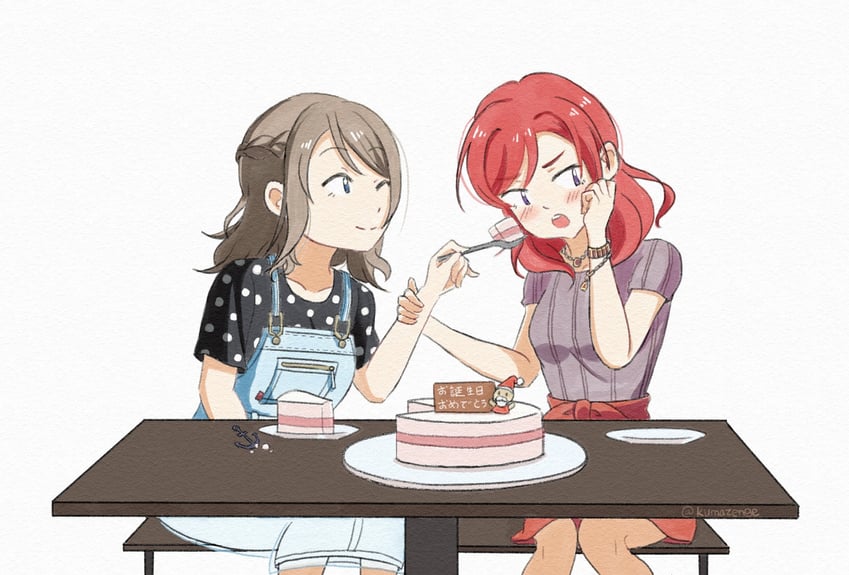 nishikino maki and watanabe you (love live! and 2 more) drawn by kumazenge