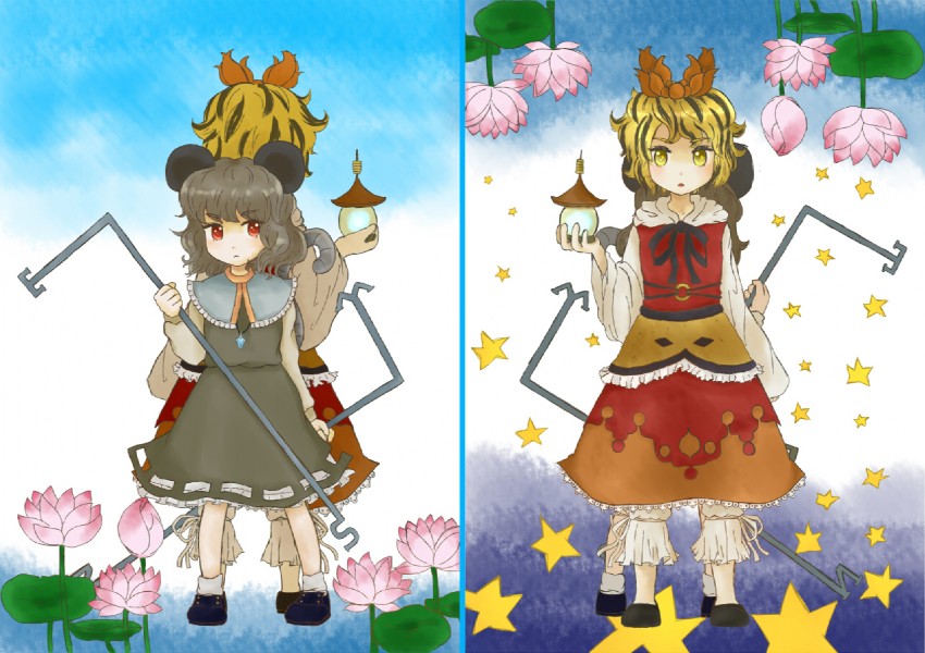 nazrin and toramaru shou (touhou) drawn by shironaka_(mmm)