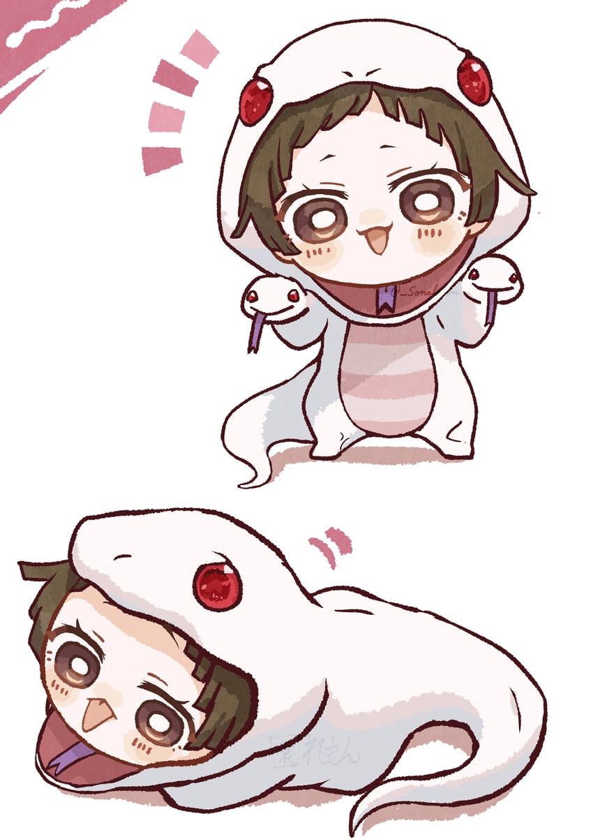 sengoku nadeko and kuchinawa (monogatari and 1 more) drawn by izu_lemon