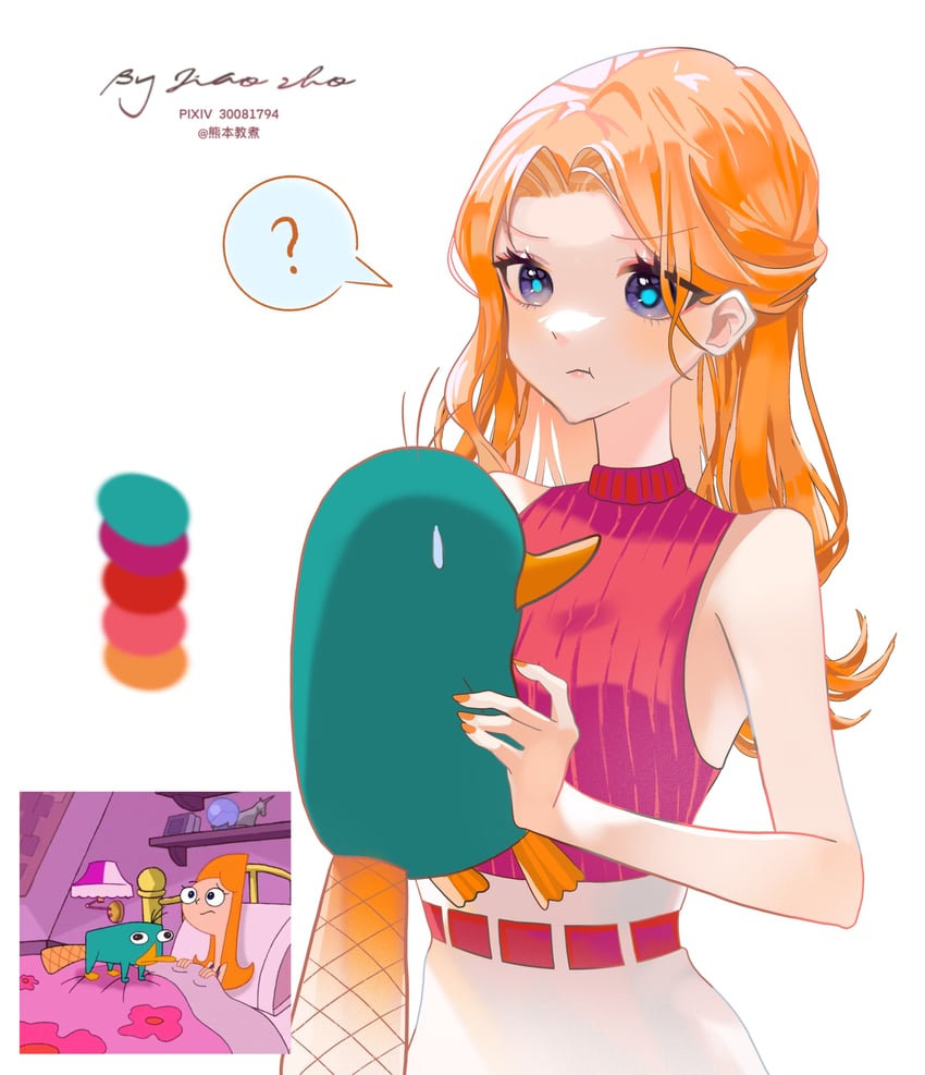 perry the platypus and candace flynn (phineas and ferb) drawn by jiao_zhu