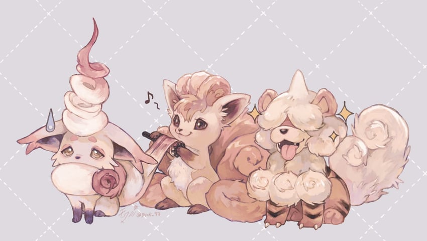 vulpix, hisuian zorua, and hisuian growlithe (pokemon) drawn by mokunami