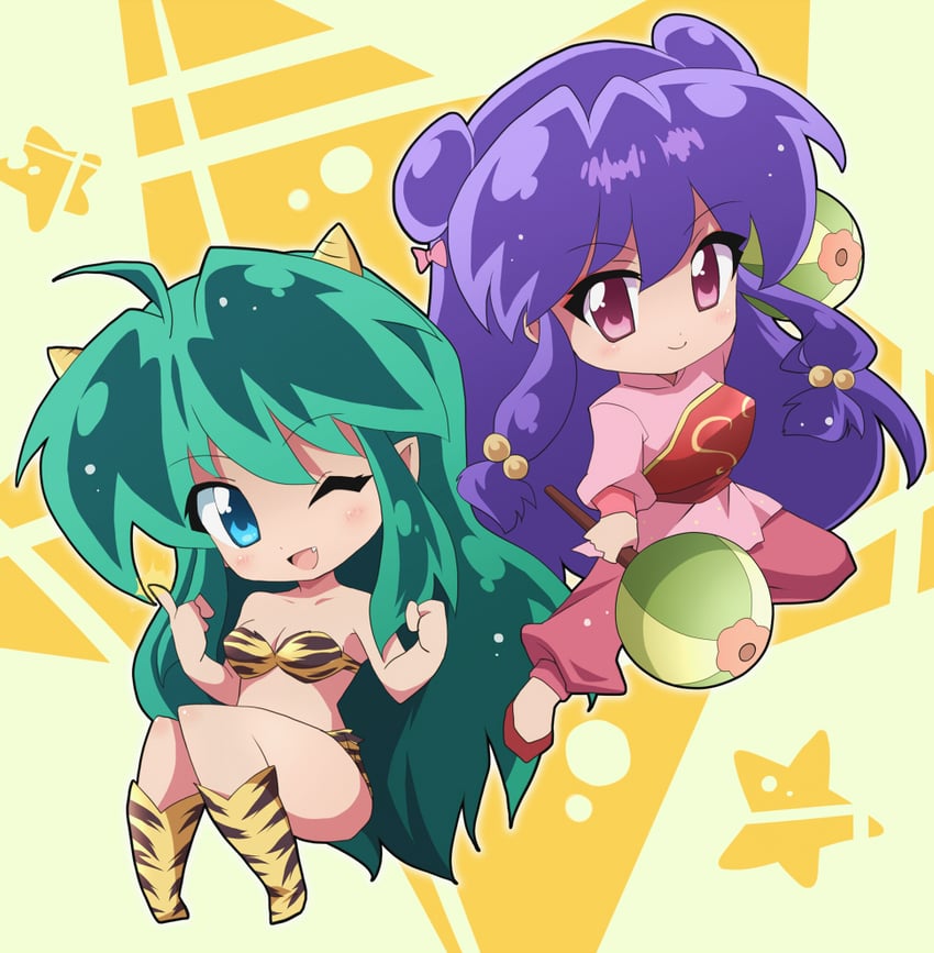 lum and shampoo (ranma 1/2 and 1 more) drawn by kingetsu_mikoto