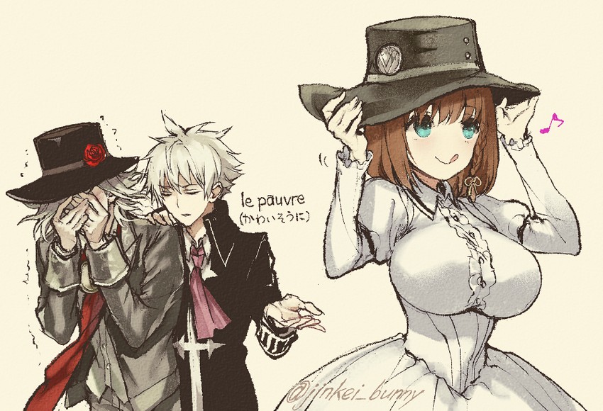 edmond dantes, charlotte corday, and charles-henri sanson (fate and 1 more) drawn by koshika_rina