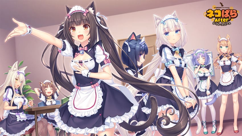 chocola, vanilla, coconut, cinnamon, azuki, and 2 more (nekopara) drawn by sayori_(neko_works)
