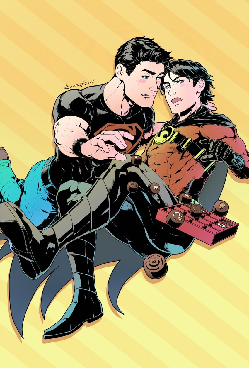 superboy, tim drake, kon-el, red robin, and conner kent (dc comics and 1 more) drawn by evinist