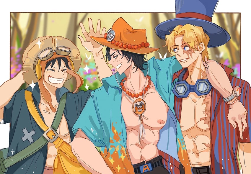 monkey d. luffy, portgas d. ace, and sabo (one piece and 1 more) drawn by shiyuzai