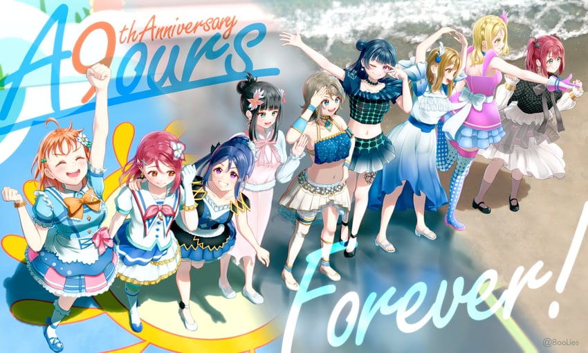 watanabe you, tsushima yoshiko, sakurauchi riko, takami chika, matsuura kanan, and 4 more (love live! and 1 more) drawn by toine