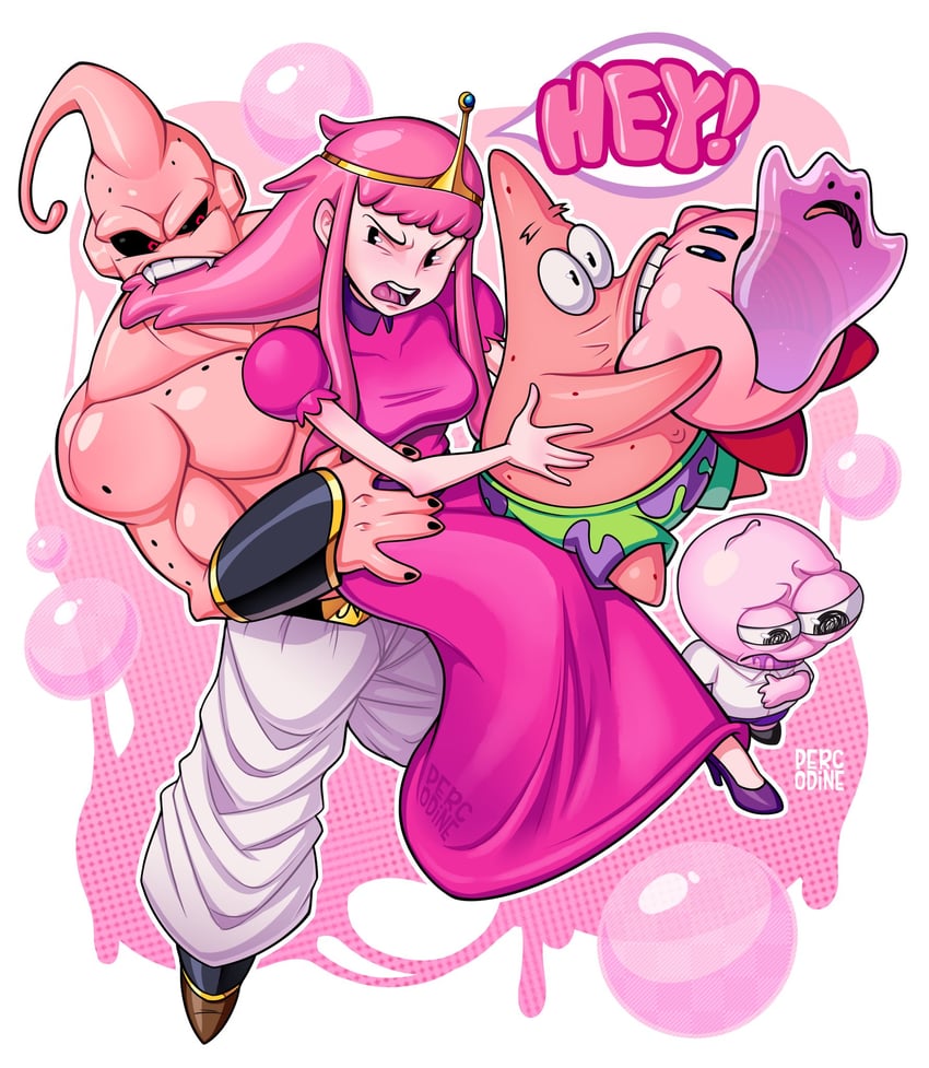 kirby, ditto, princess bonnibel bubblegum, majin buu, patrick star, and 2 more (pokemon and 6 more) drawn by percodine