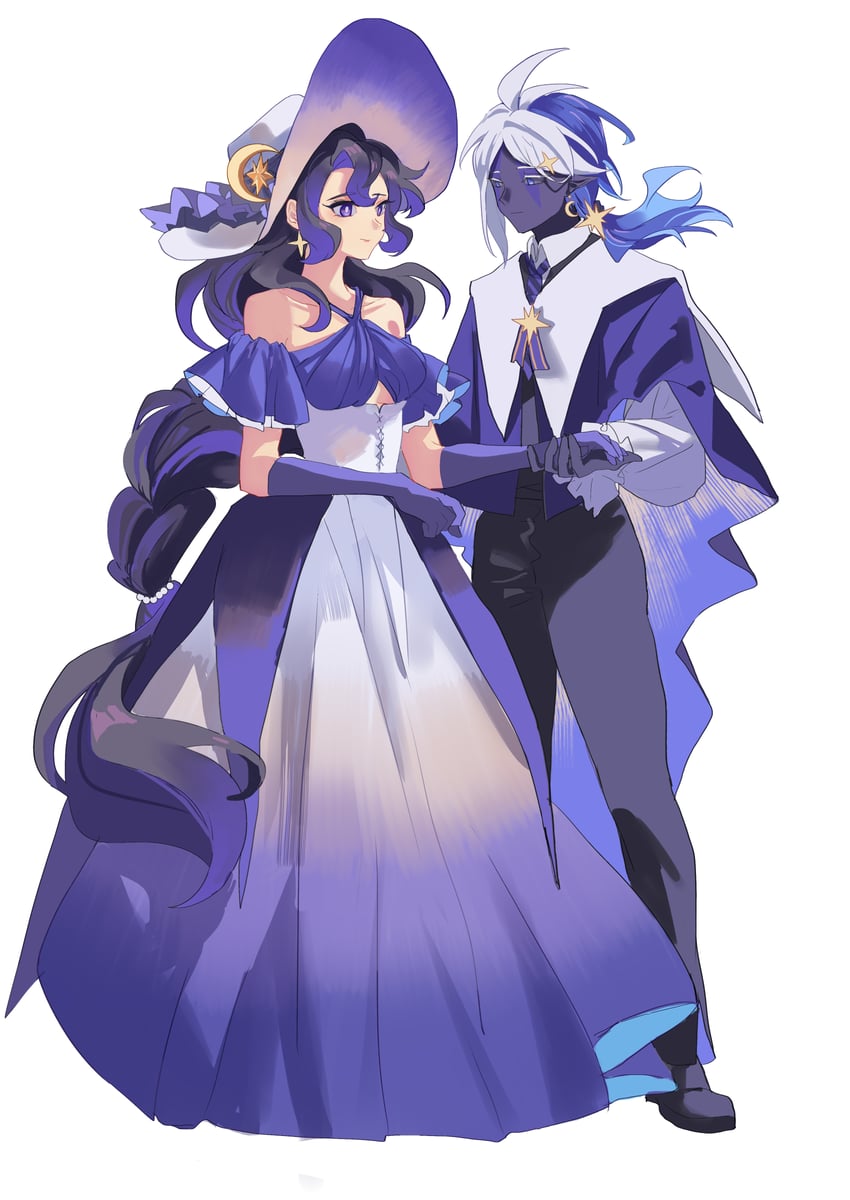moonlight cookie and stardust cookie (cookie run and 1 more) drawn by geruideyundongxie