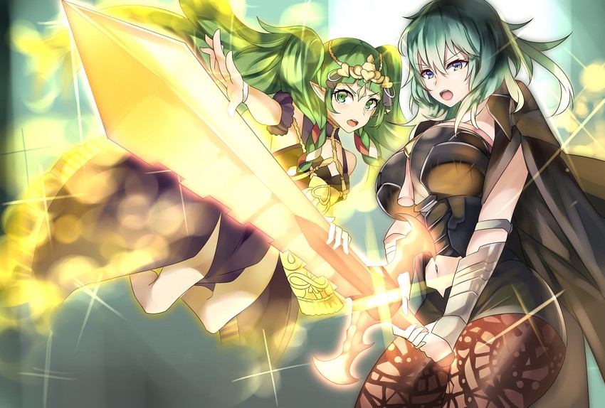 female byleth and sothis (fire emblem and 1 more) drawn by tiamat_(momokuri_mannen)