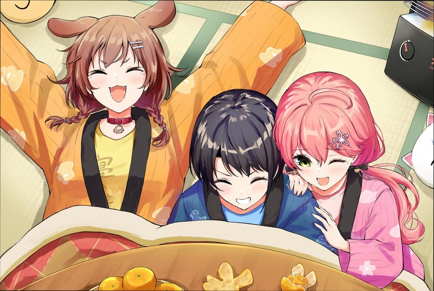 sakura miko, oozora subaru, inugami korone, 35p, listener, and 1 more (hololive) drawn by yuu201023