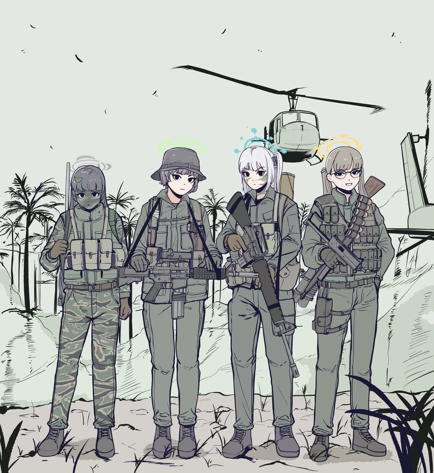 miyu, miyako, saki, and moe (blue archive) drawn by parabellum