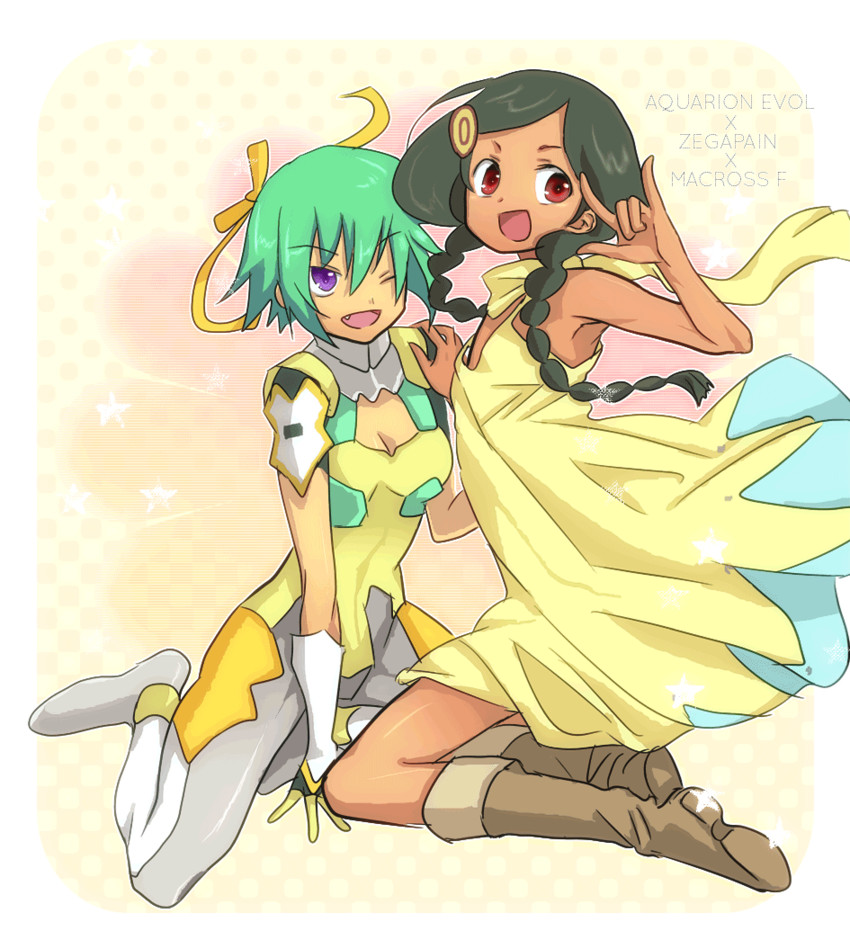 ranka lee, zessica wong, hanazawa kana, kaminagi ryouko, sazanka bianca, and 1 more (macross and 4 more) drawn by wamomopi