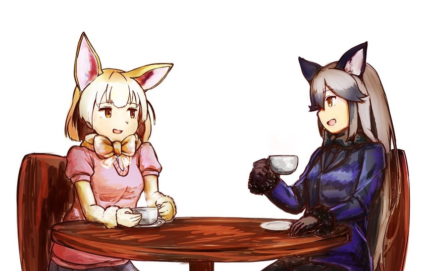 fennec and silver fox (kemono friends) drawn by tamiku_(shisyamo609)