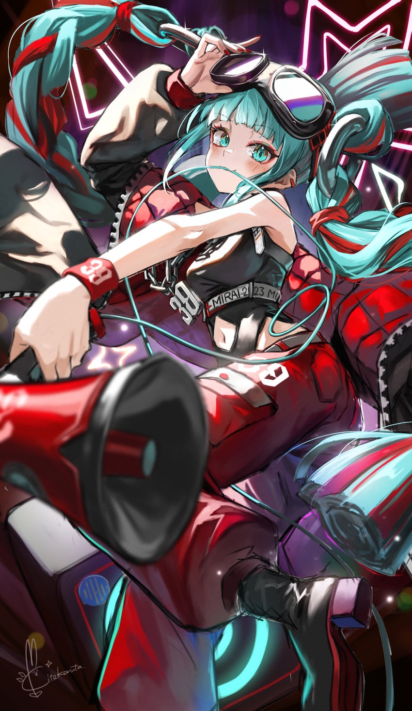hatsune miku and magical mirai miku (vocaloid and 1 more) drawn by kito_koruta