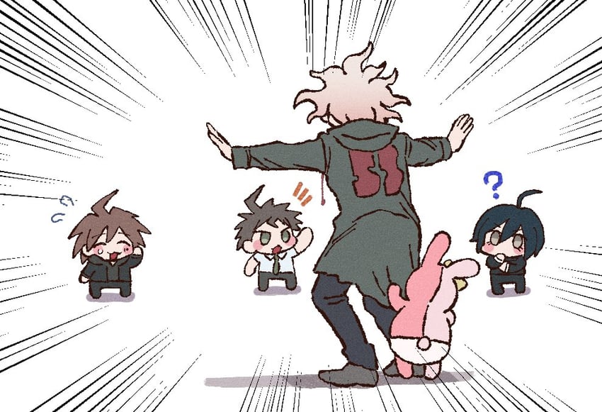 saihara shuichi, komaeda nagito, hinata hajime, naegi makoto, and monomi (danganronpa and 4 more) drawn by 30en_(esx5g)