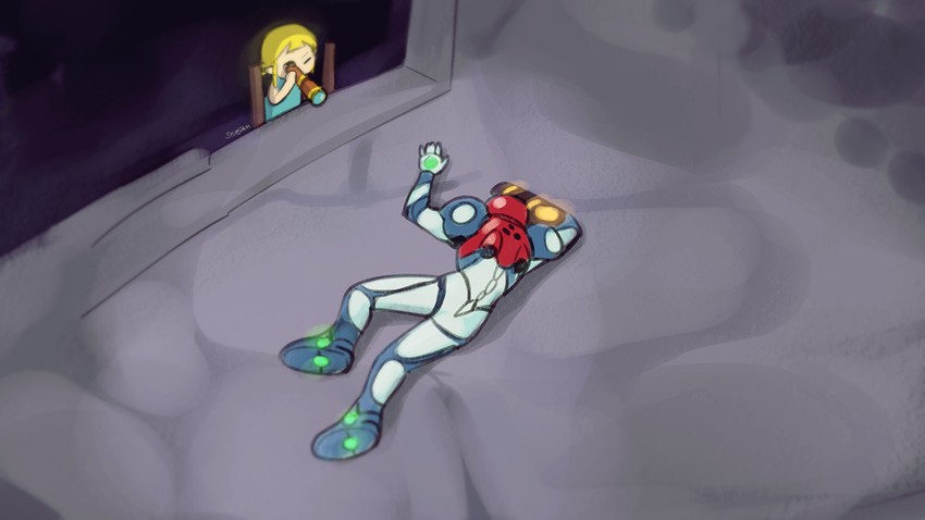 samus aran and aryll (the legend of zelda and 3 more) drawn by stup-jam