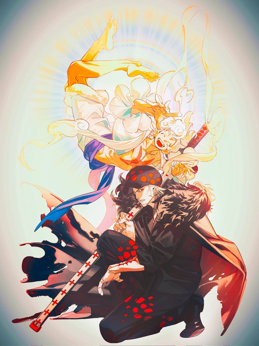 monkey d. luffy and trafalgar law (one piece) drawn by kithwith_(kith_0121)