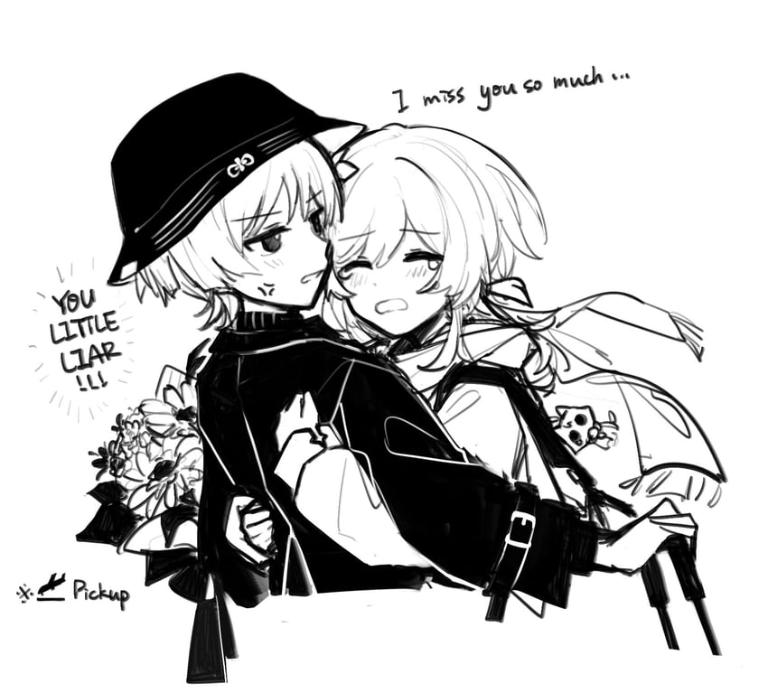 lumine and scaramouche (genshin impact) drawn by huhu_norii