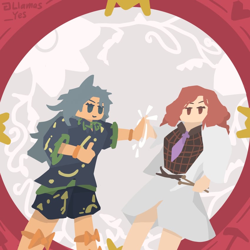 horikawa raiko and himemushi momoyo (touhou and 2 more) drawn by llamas_yes