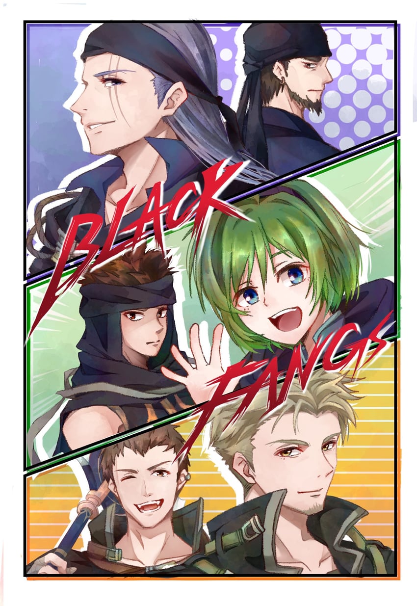 nino, jaffar, linus, lloyd, legault, and 1 more (fire emblem and 1 more) drawn by sturm_fe_k11