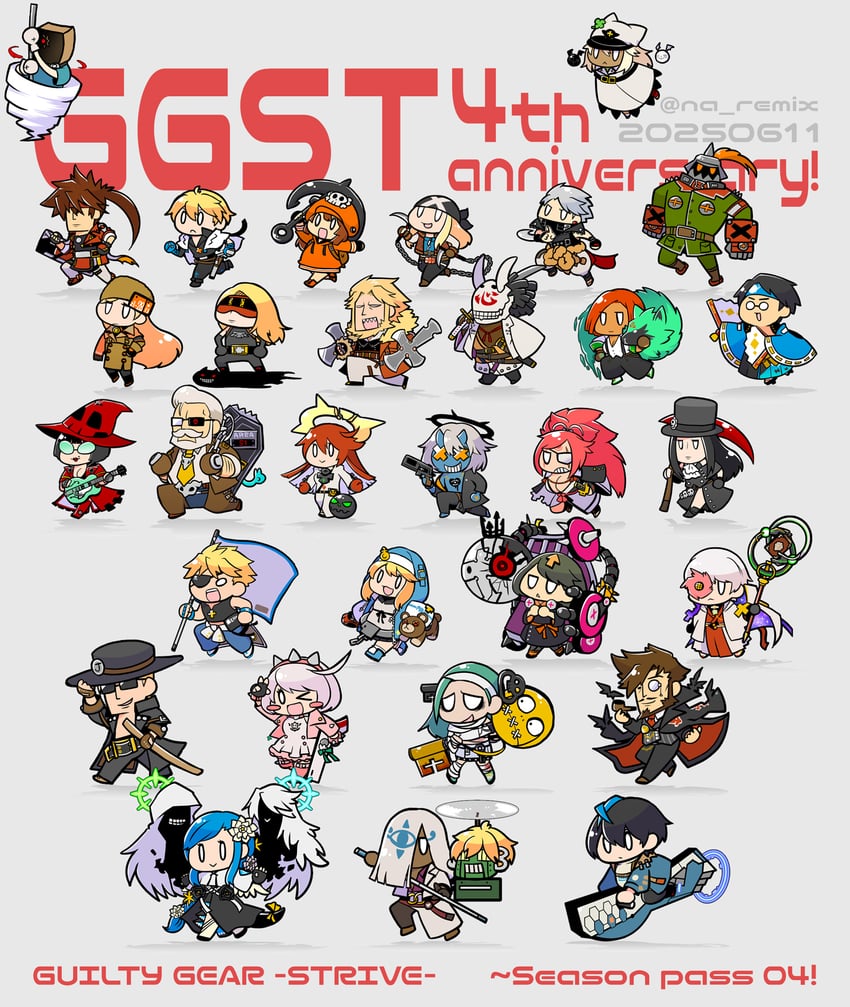 bridget, dizzy, ramlethal valentine, elphelt valentine, may, and 34 more (guilty gear and 1 more) drawn by na_remix