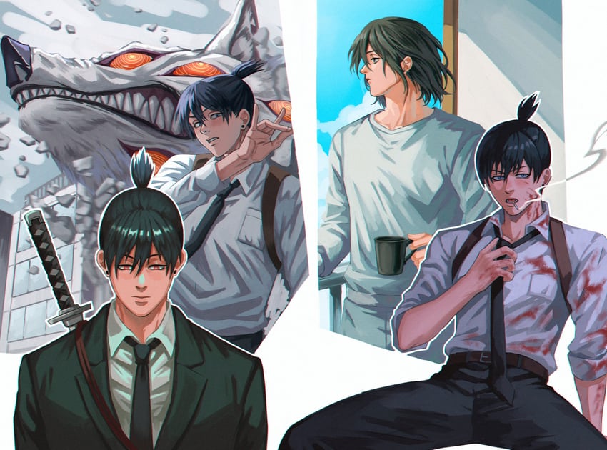 hayakawa aki and fox devil (chainsaw man) drawn by verbartt