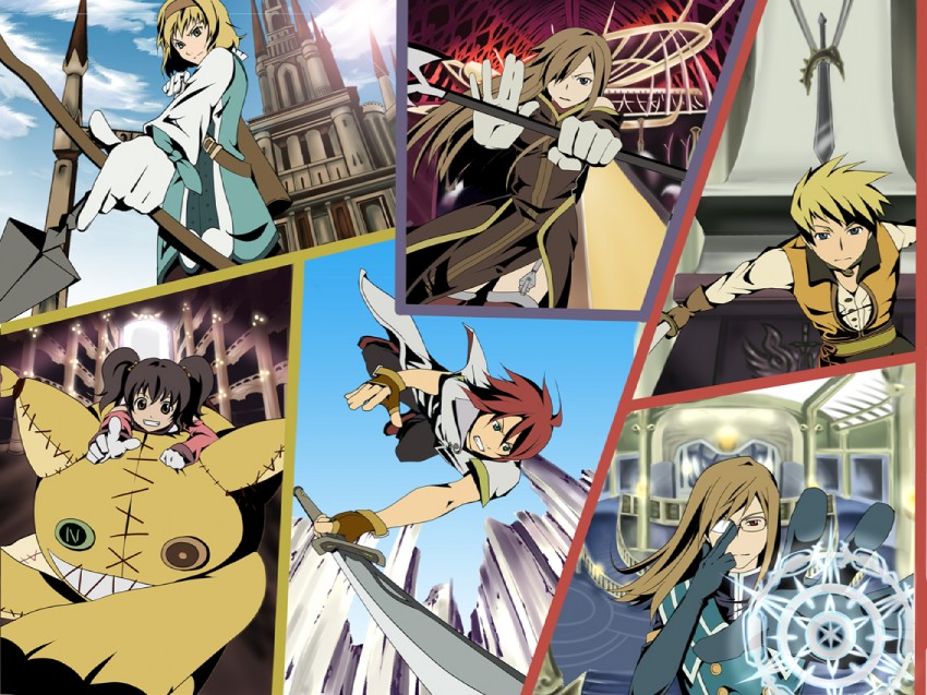 tear grants, luke fon fabre, anise tatlin, natalia luzu kimlasca lanvaldear, jade curtiss, and 2 more (tales of and 1 more) drawn by wacchi30