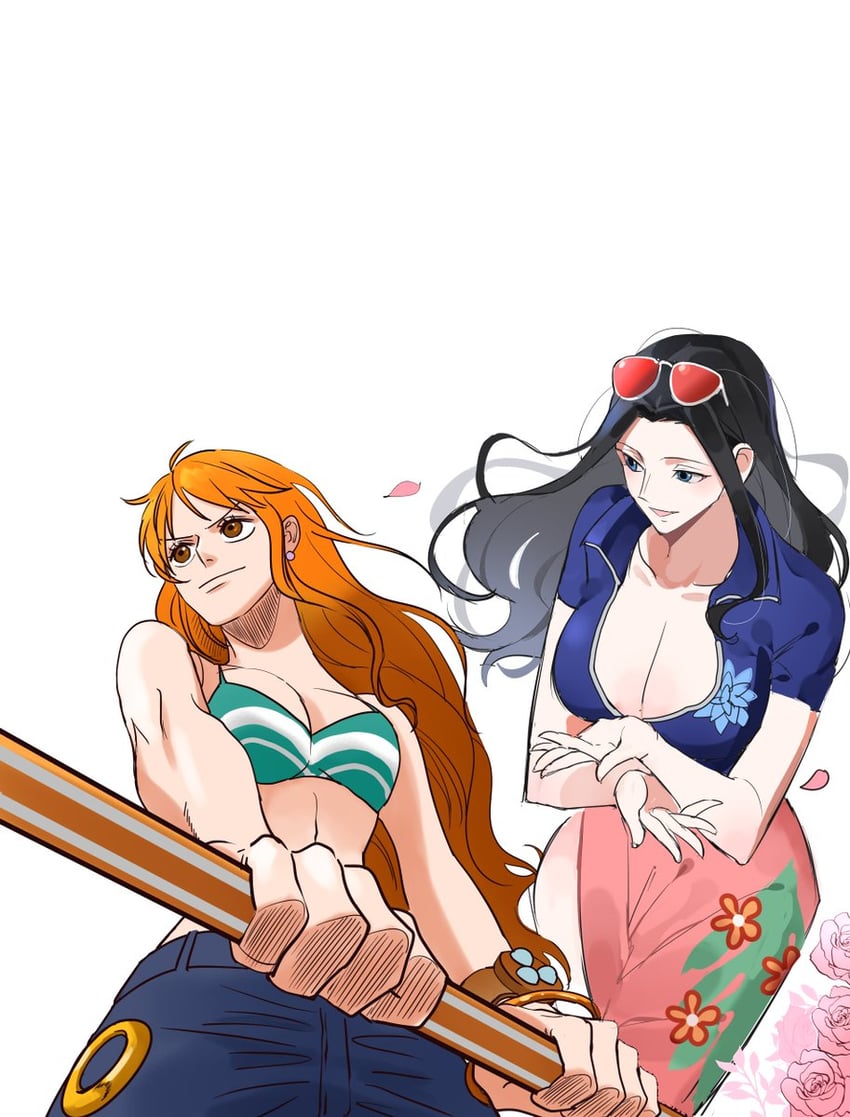 nami and nico robin (one piece) drawn by joman and seseasl