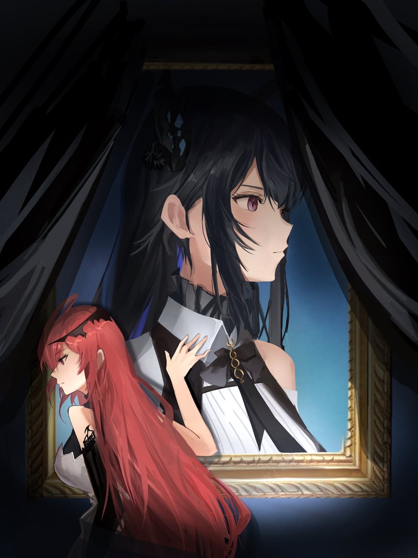 nerissa ravencroft and elizabeth rose bloodflame (hololive and 1 more) drawn by cloud_etoile