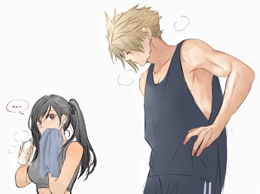tifa lockhart and cloud strife (final fantasy and 1 more) drawn by maiii_(smaii_i)