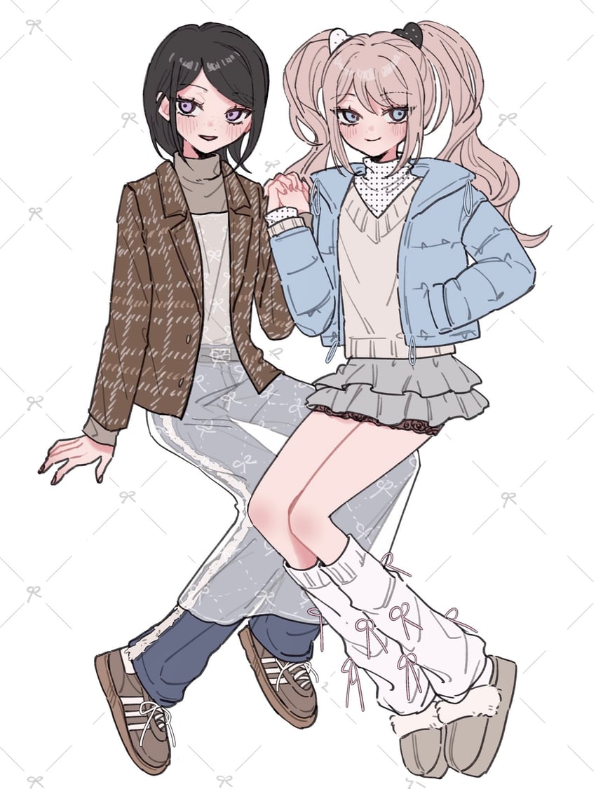 enoshima junko and ikusaba mukuro (danganronpa and 1 more) drawn by raamensusure