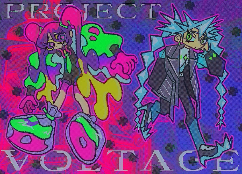 hatsune miku, poison miku, and ice miku (pokemon and 2 more) drawn by tnup