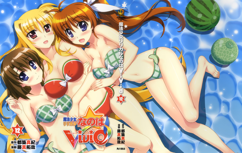 fate testarossa, takamachi nanoha, and yagami hayate (lyrical nanoha and 1 more) drawn by fujima_takuya