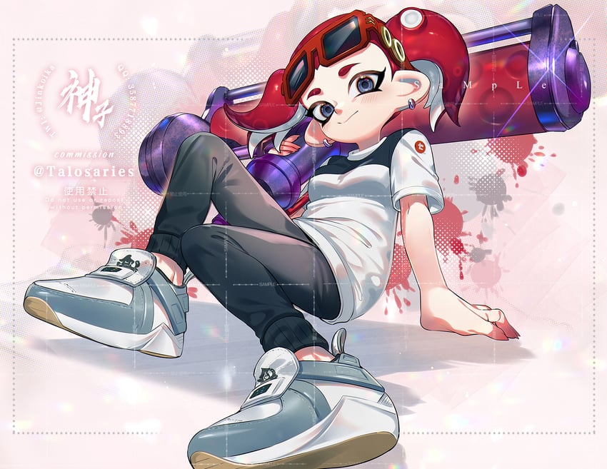 octoling player character and octoling girl (splatoon) drawn by jinkoika