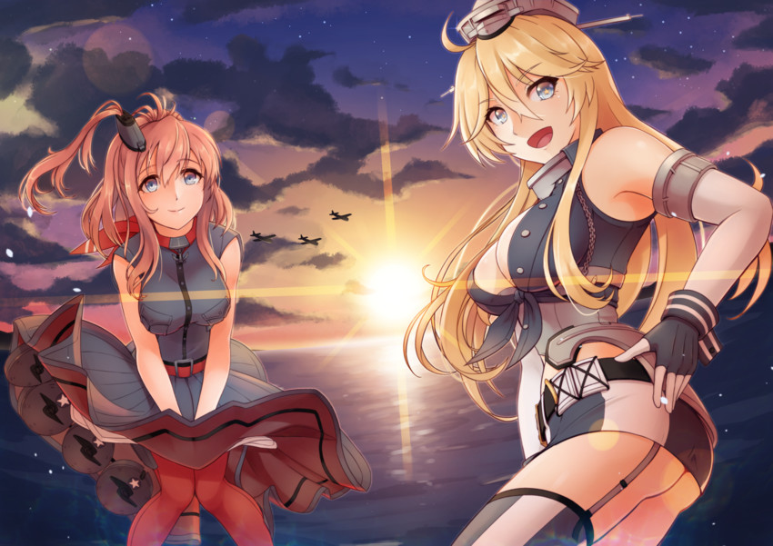 iowa, saratoga, and saratoga kai (kantai collection) drawn by pokke_(pokke-chan)