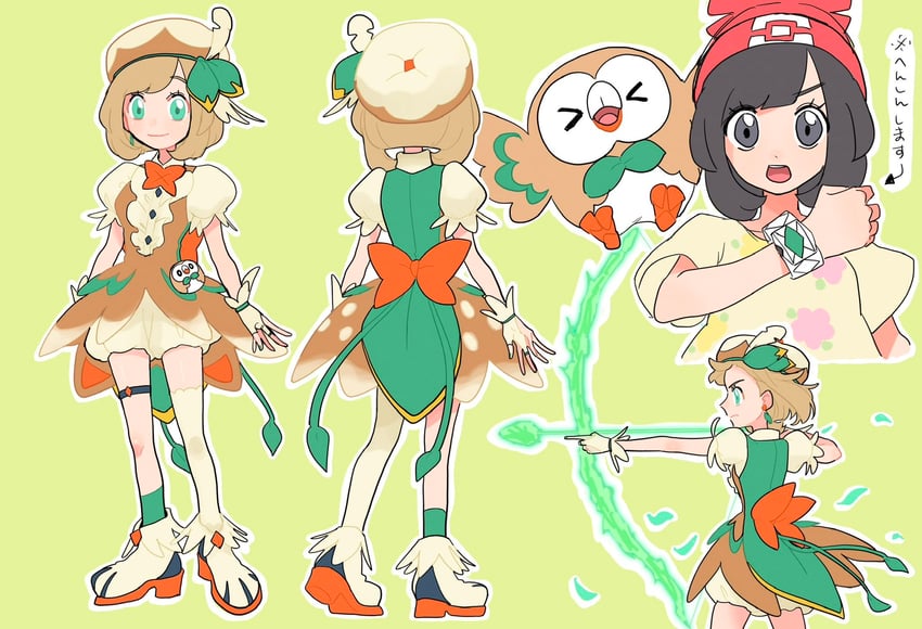 selene, rowlet, and decidueye (pokemon and 2 more) drawn by aria_pkmn
