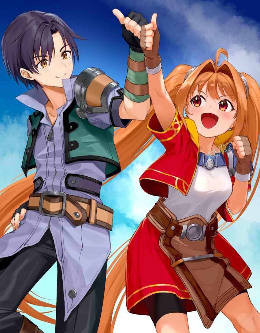 estelle bright and joshua bright (eiyuu densetsu and 1 more) drawn by fujisaki_subaru