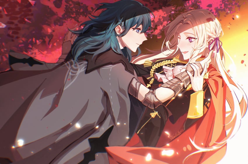 female byleth and edelgard von hresvelg (fire emblem and 1 more) drawn by sanwu_(sanwu35)
