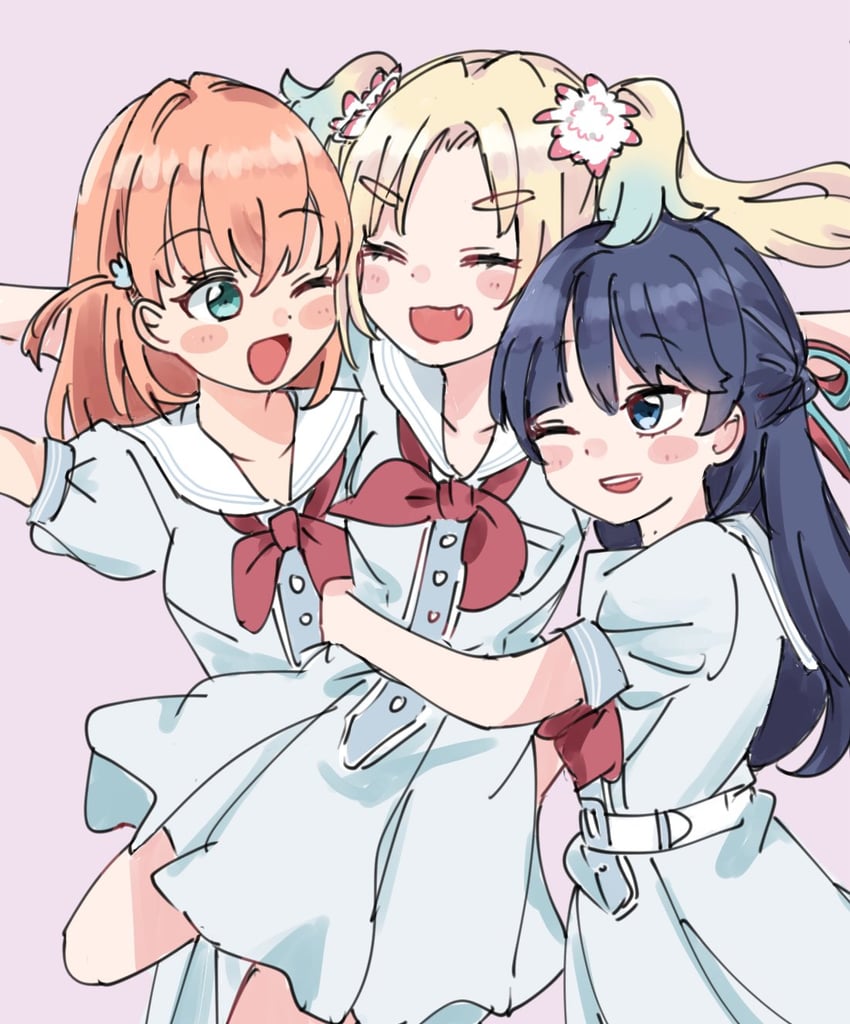 hinoshita kaho, murano sayaka, and osawa rurino (love live! and 1 more) drawn by moso_(expect66)