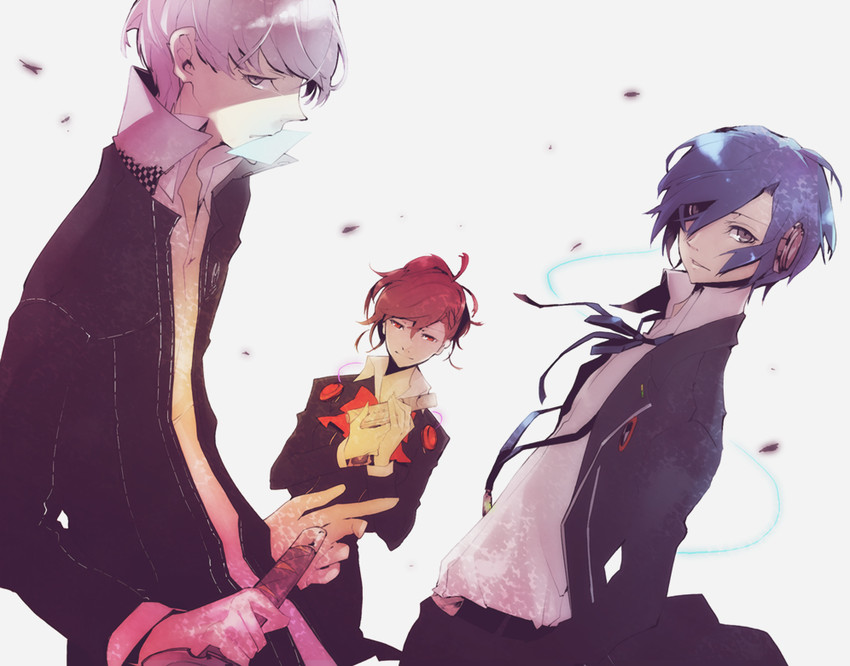 narukami yu, yuuki makoto, and shiomi kotone (persona and 3 more) drawn by harukawa_sango
