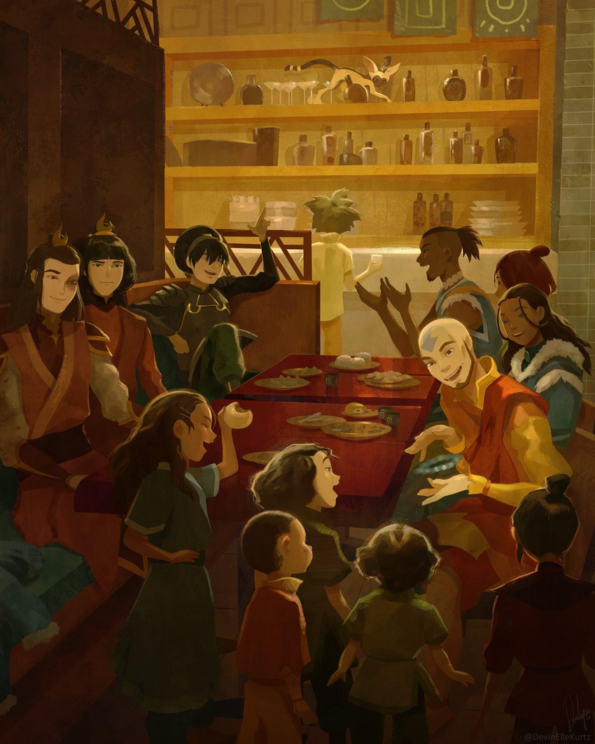 toph beifong, katara, aang, zuko, sokka, and 8 more (avatar legends and 2 more) drawn by devin_elle_kurtz