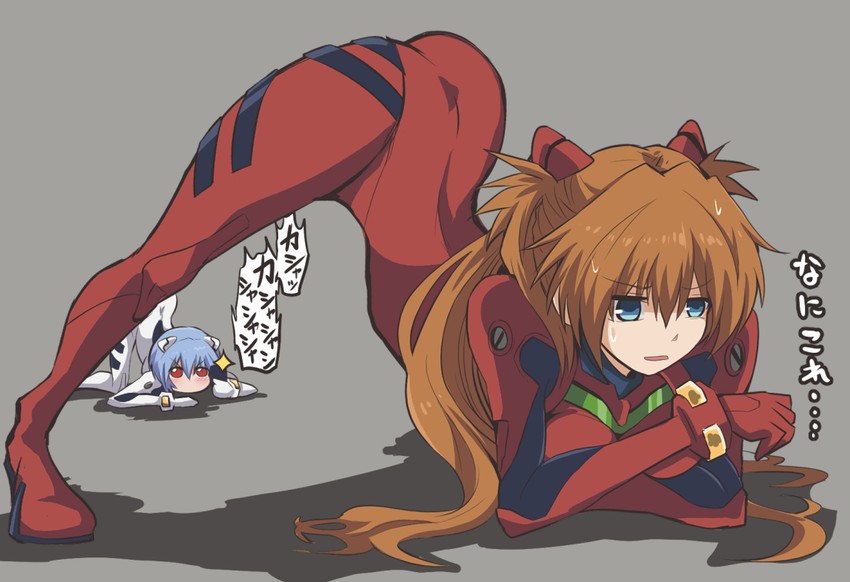 souryuu asuka langley and ayanami rei (neon genesis evangelion) drawn by fujitaka_nasu