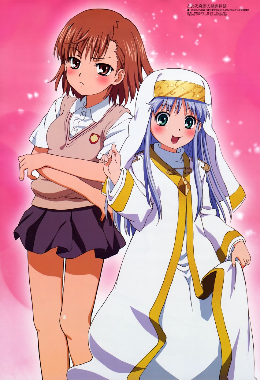 misaka mikoto and index (toaru majutsu no index and 1 more) drawn by nomura_fusako