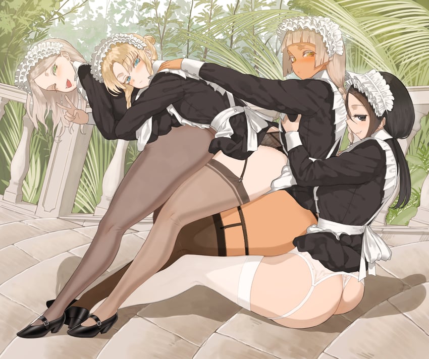 kana, yuri, tiana, and saki (original) drawn by throtem