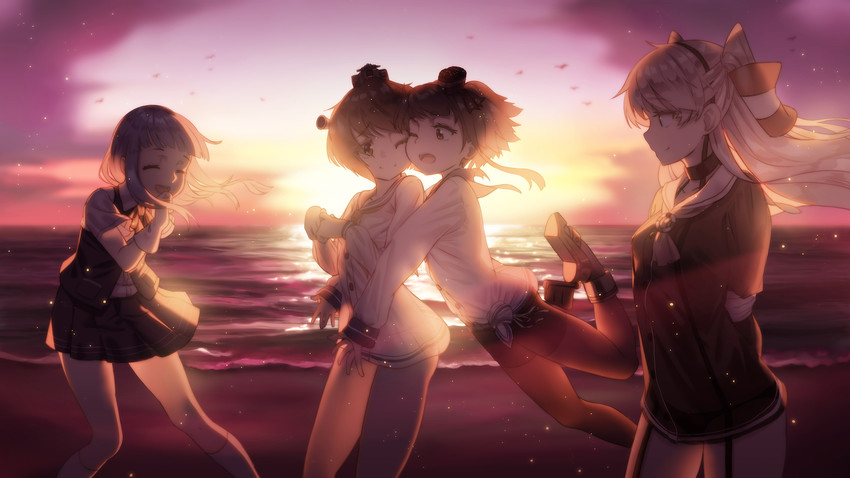 amatsukaze, yukikaze, tokitsukaze, and hatsukaze (kantai collection) drawn by songchuan_li