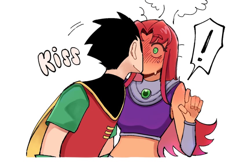 starfire and robin (dc comics and 1 more) drawn by samsunei